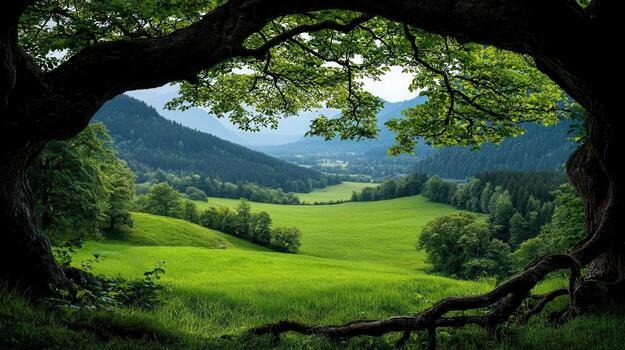 Waterways flowing through a green forest